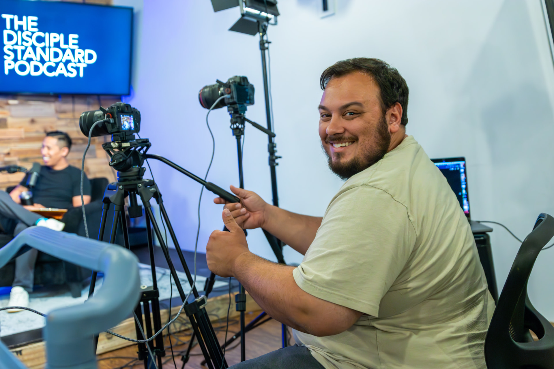 Jake Motisi in the Disciple Standard studio